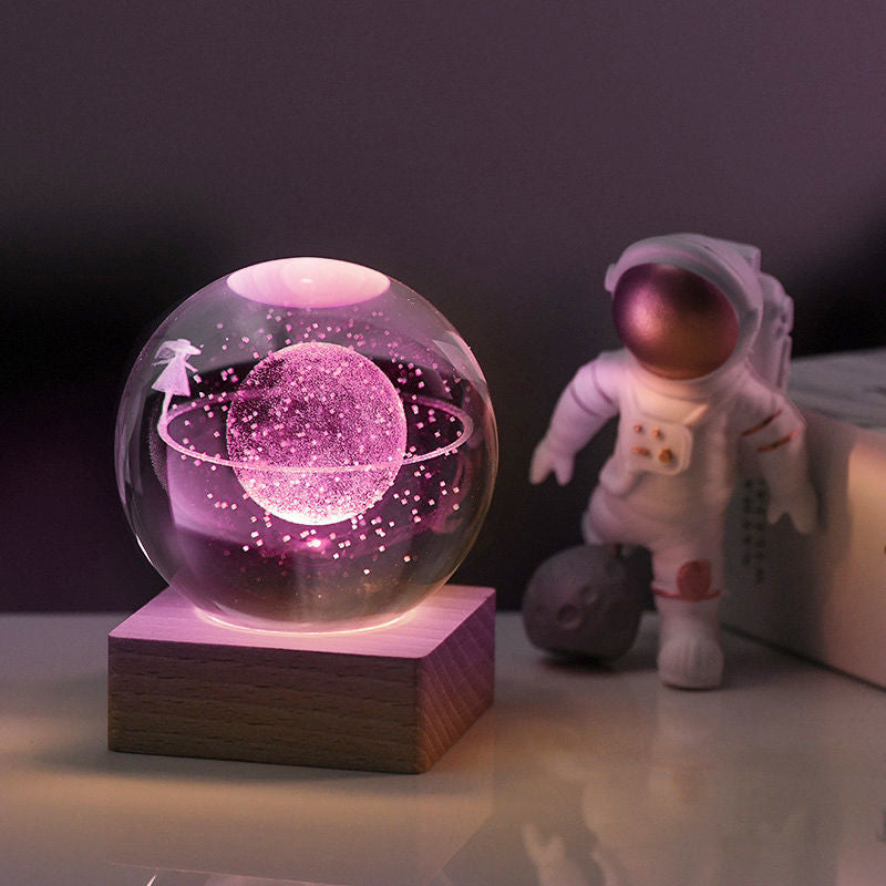 3D Galaktyczna Kula Kryształowa Lampa Nocna Dekoracyjna