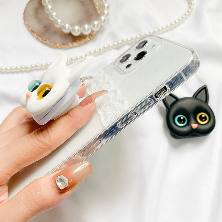 3D uroczy uchwyt na telefon w kształcie kociątka z mini lustrem