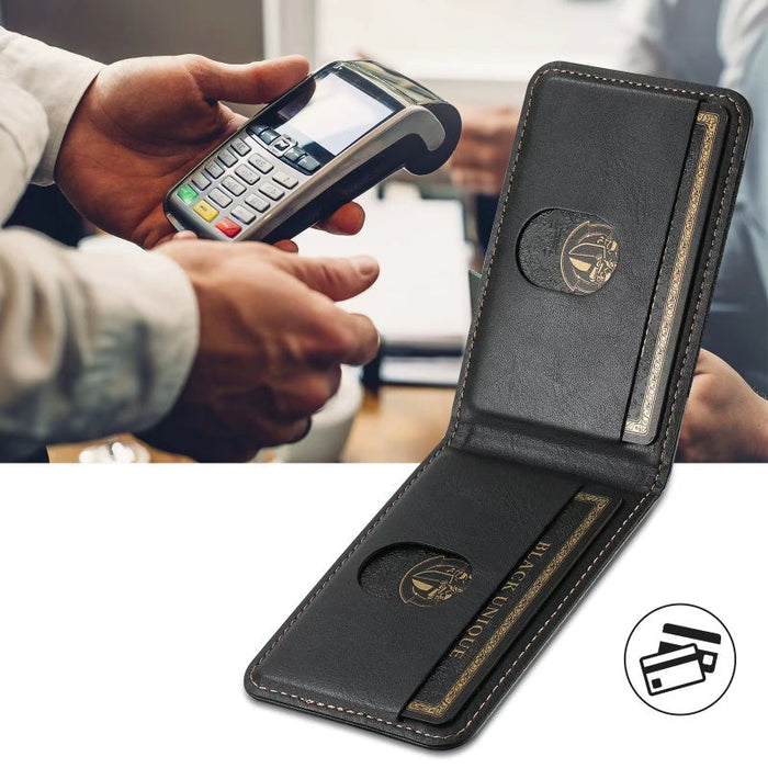 Etui skórzane LuxCase z miejscem na karty i stojakiem – odpowiednie do iPhone'a
