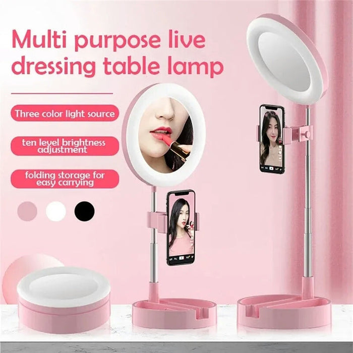 Lampa Ring Light z Lustrem do Makijażu i Uchwyt na Telefon