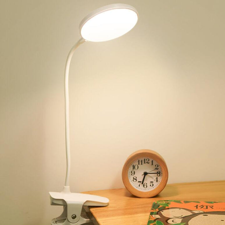 Prosta lampa biurkowa LED z klipsem, ładowana, Ochrona oczu, Nocna lampka
