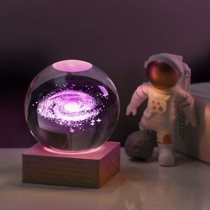 3D Galaktyczna Kula Kryształowa Lampa Nocna Dekoracyjna