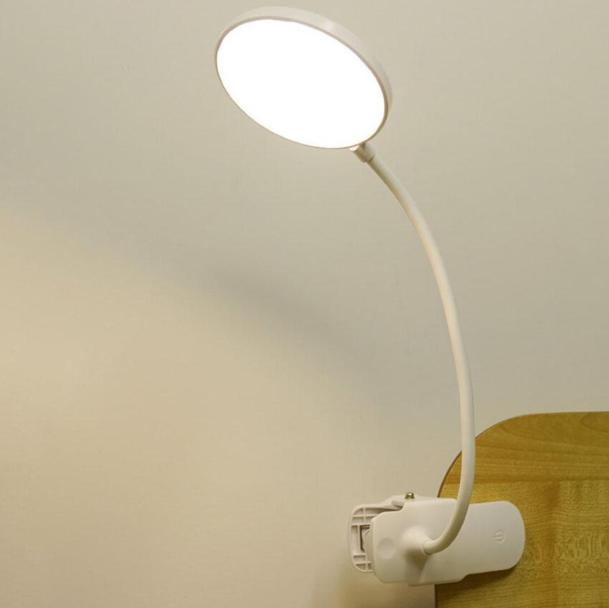 Prosta lampa biurkowa LED z klipsem, ładowana, Ochrona oczu, Nocna lampka