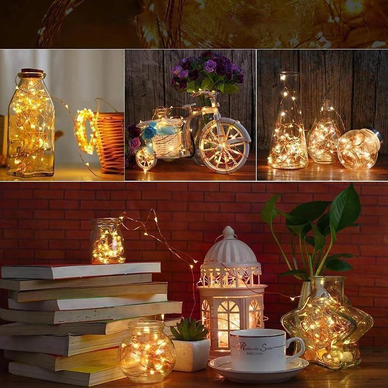 Lampki LED do butelek wina, korek, nocna lampka, dekoracja DIY - 5/10 szt.