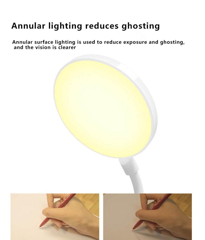 Prosta lampa biurkowa LED z klipsem, ładowana, Ochrona oczu, Nocna lampka