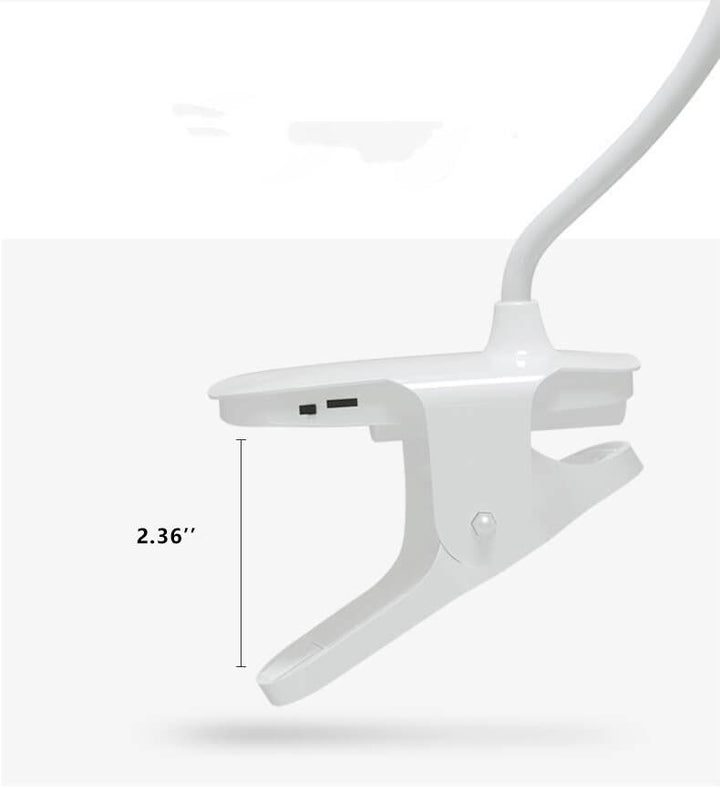 Prosta lampa biurkowa LED z klipsem, ładowana, Ochrona oczu, Nocna lampka