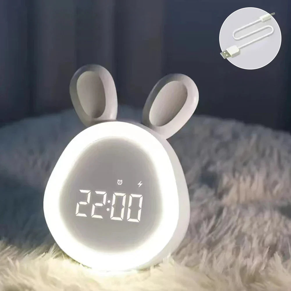 GlowBunny – Uroczy Budzik dla Dzieci z Nocną Lampką i Regulacją Jasności