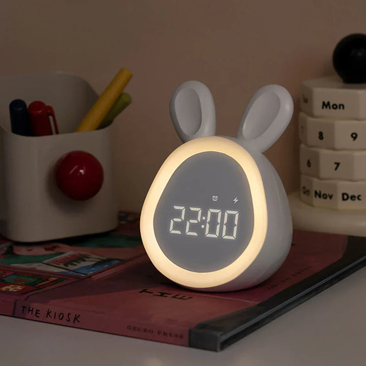 GlowBunny – Uroczy Budzik dla Dzieci z Nocną Lampką i Regulacją Jasności