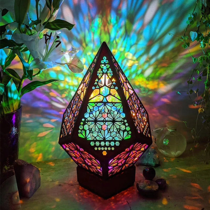 Bohemian Polar Star Wooden Floor Lamp, LED kolorowy projektor gwiazd |