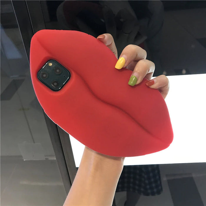 3D Duża Czerwona Warga Usta Całus Miękka Silikonowa Etui na iPhone'a