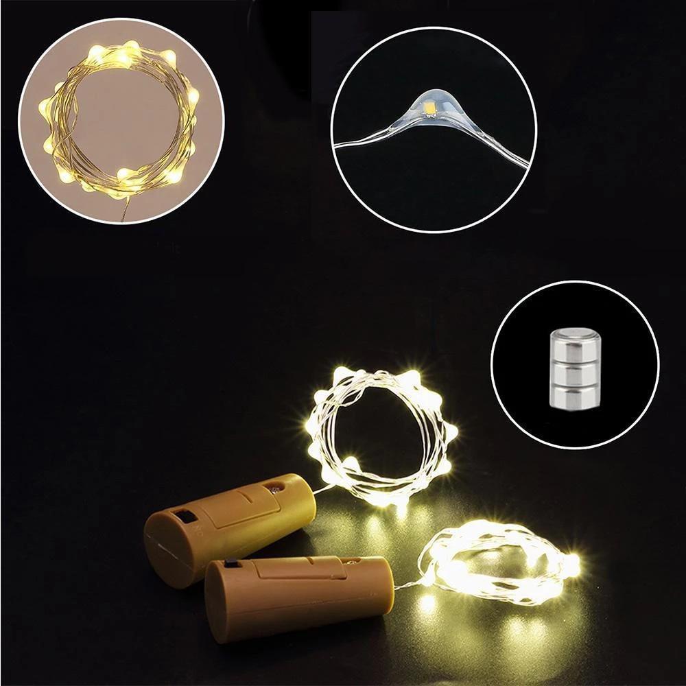Lampki LED do butelek wina, korek, nocna lampka, dekoracja DIY - 5/10 szt.