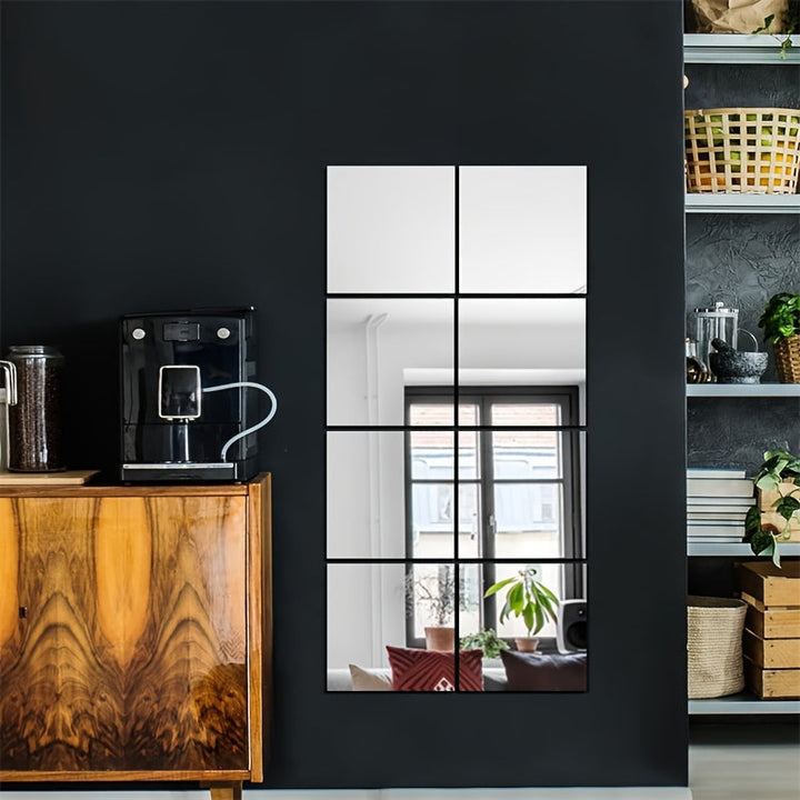 EleganceTiles - 8 stylowych samoprzylepnych płytek lustrzanych do dekoracji wnętrz