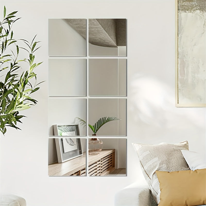 EleganceTiles - 8 stylowych samoprzylepnych płytek lustrzanych do dekoracji wnętrz