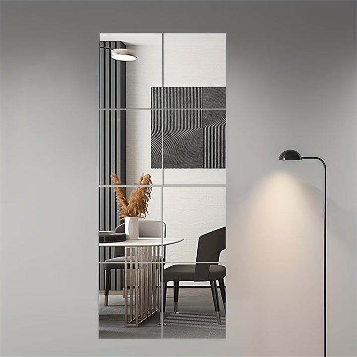EleganceTiles - 8 stylowych samoprzylepnych płytek lustrzanych do dekoracji wnętrz
