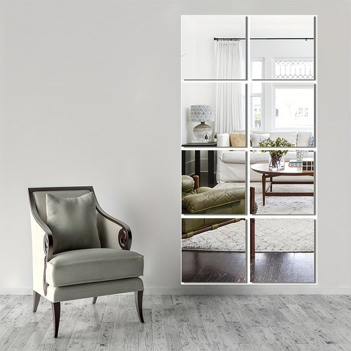 EleganceTiles - 8 stylowych samoprzylepnych płytek lustrzanych do dekoracji wnętrz