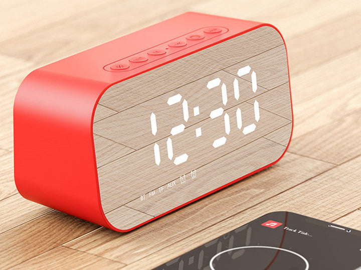 Głośnik bezprzewodowy Bluetooth 3 w 1 z subwooferem, budzikiem, zegarem lustrowym i termometrem, do domu i biura