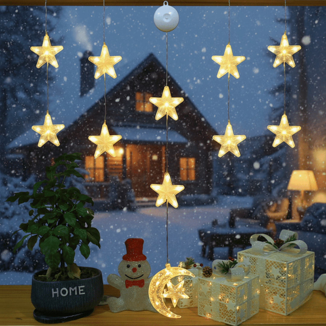 Świąteczne lampki LED z przyssawkami do szkła i luster