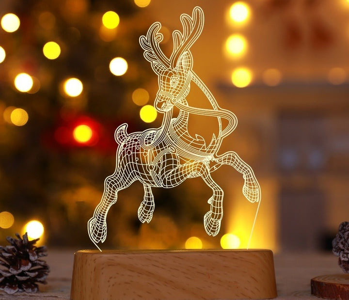Akrylowa lampka 3D z choinką na podstawie