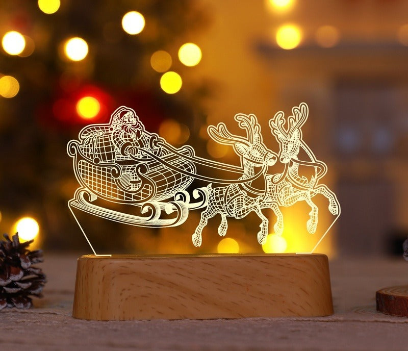 Akrylowa lampka 3D z choinką na podstawie