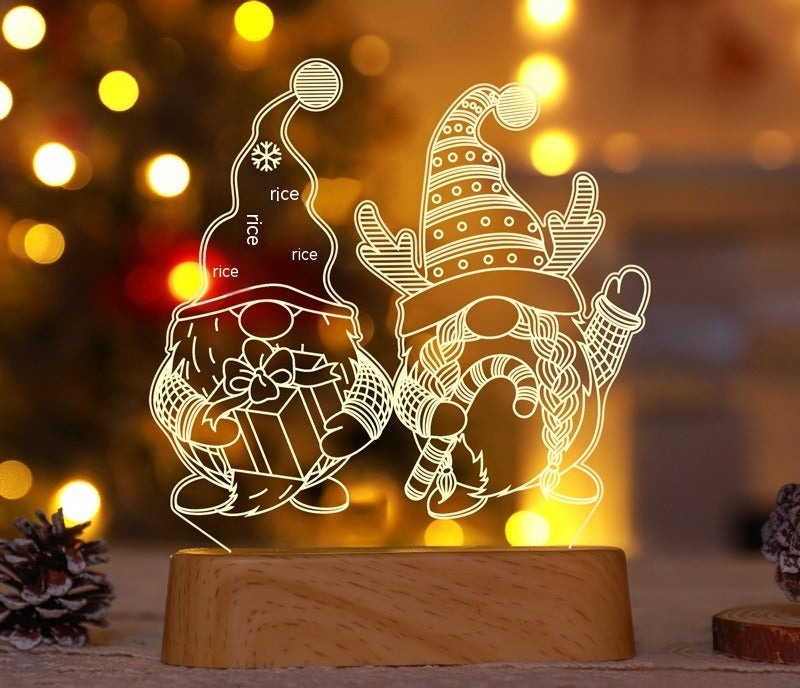 Akrylowa lampka 3D z choinką na podstawie