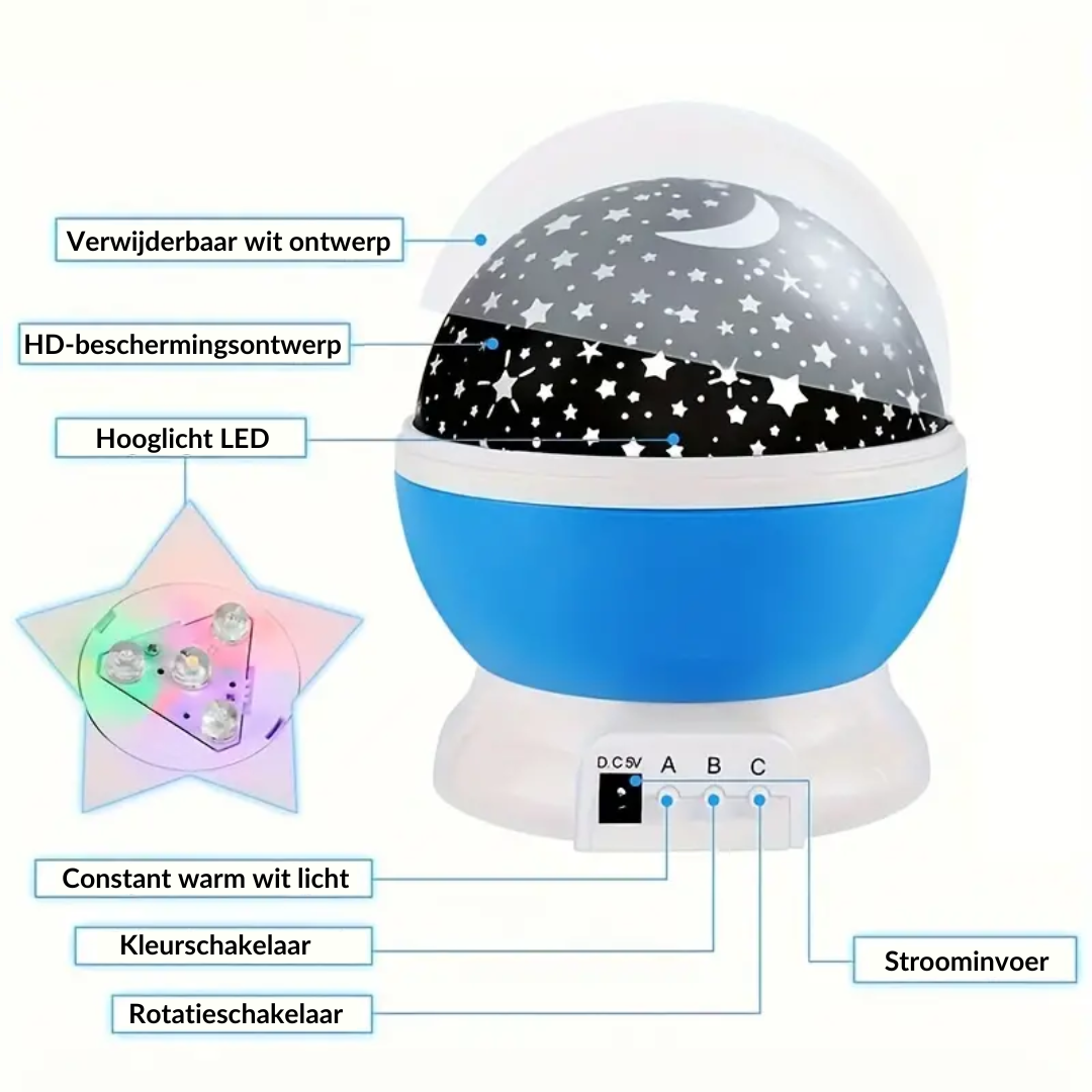 Lampa Nocna Projektor Gwiazd - Luna