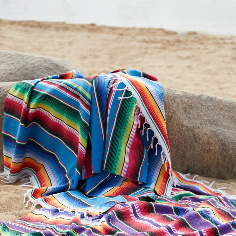 Boho Żywy Meksykański Koc Serape