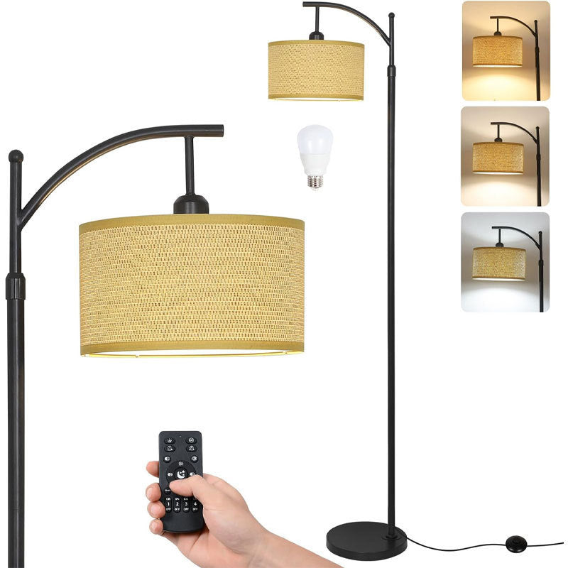 Lampa Podłogowa Łukowa z Pilotem i Podwójnymi Abażurami – Norvella