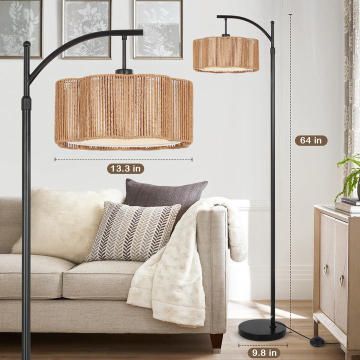 Lampa Podłogowa Łukowa z Pilotem i Podwójnymi Abażurami – Norvella