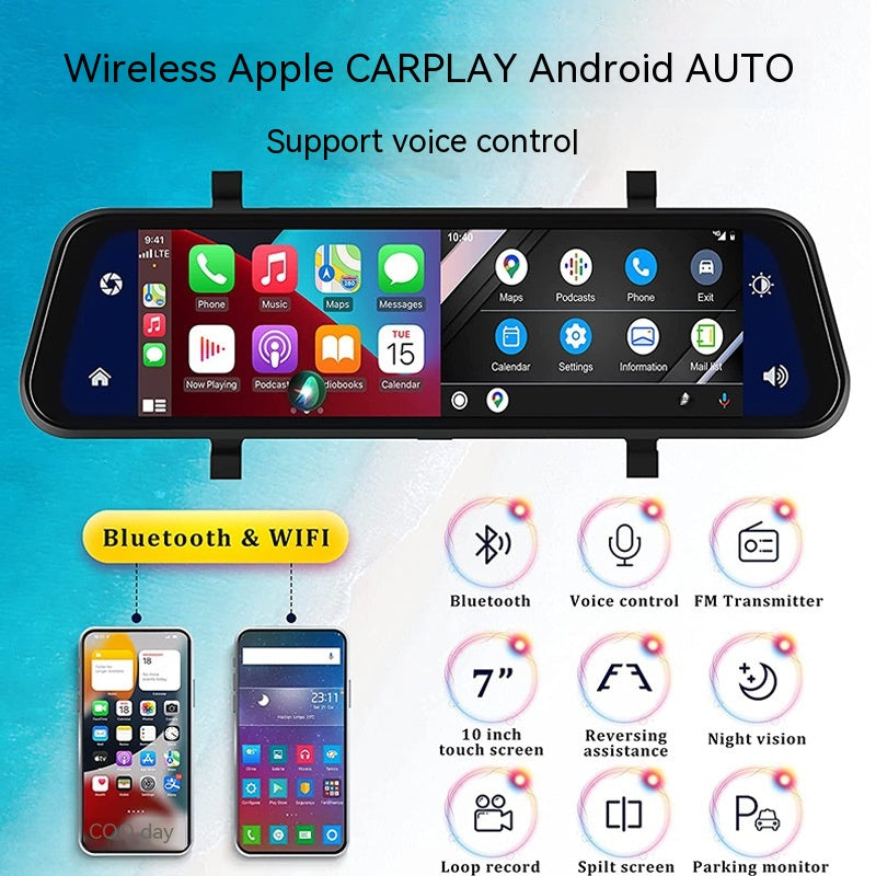 Lusterko Wsteczne z Kamerą Dash 4K Z Przodu i Z Tyłu | CarPlay i Inteligentny Asystent Kierowcy