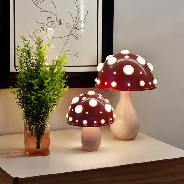 LumiFungi – Luksusowa Lampa Stołowa LED z Nastrojowym Wzorem Grzyba i Regulowanym Światłem