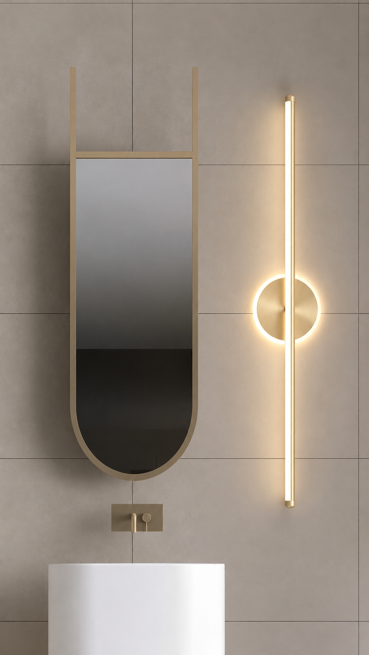 Nowoczesna Lampa Ścienna z Drewnianym Łukiem