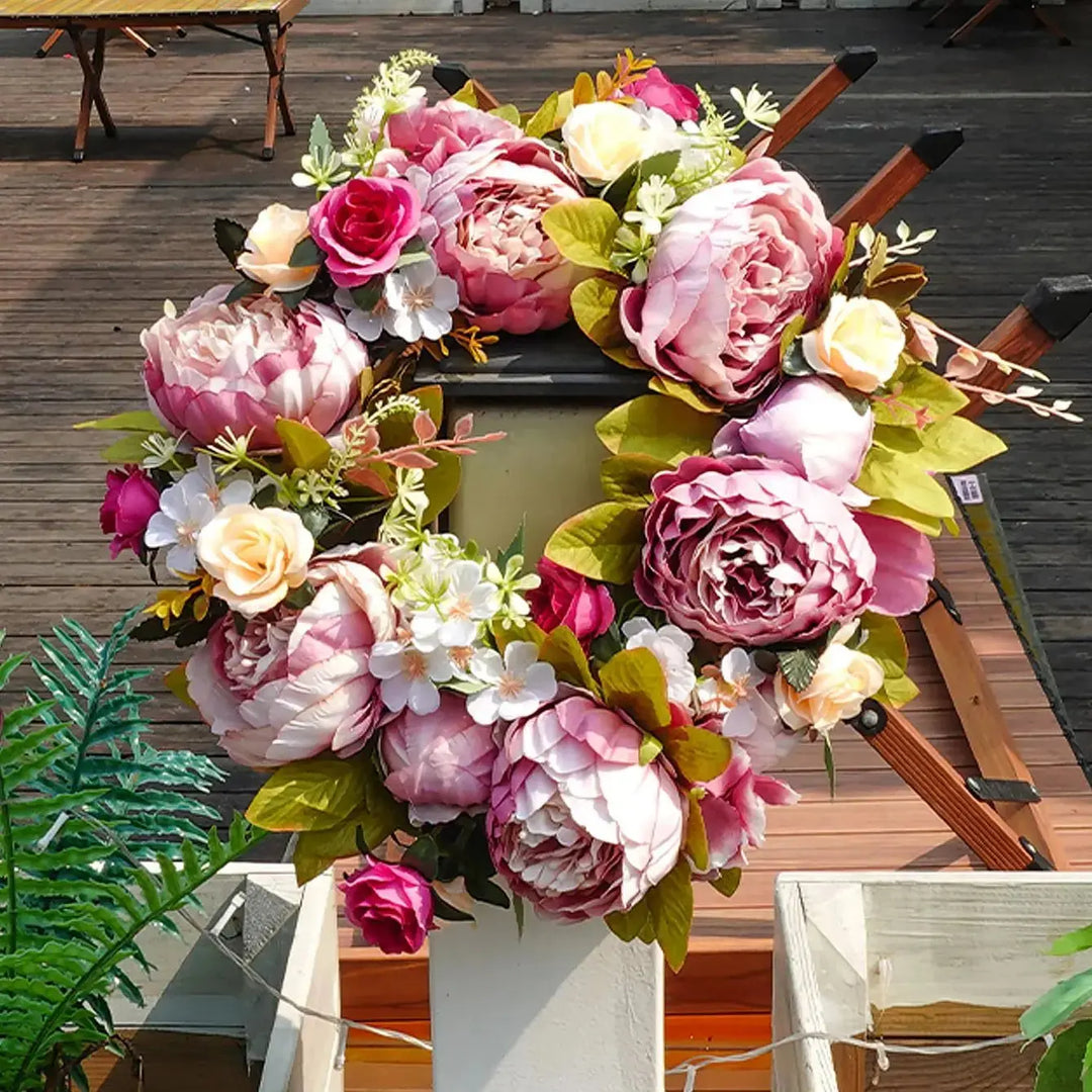 Sztuczny Wianek - AutumnBloom - Na Zewnątrz i Peonie - Przytulna Dekoracja Jesienna