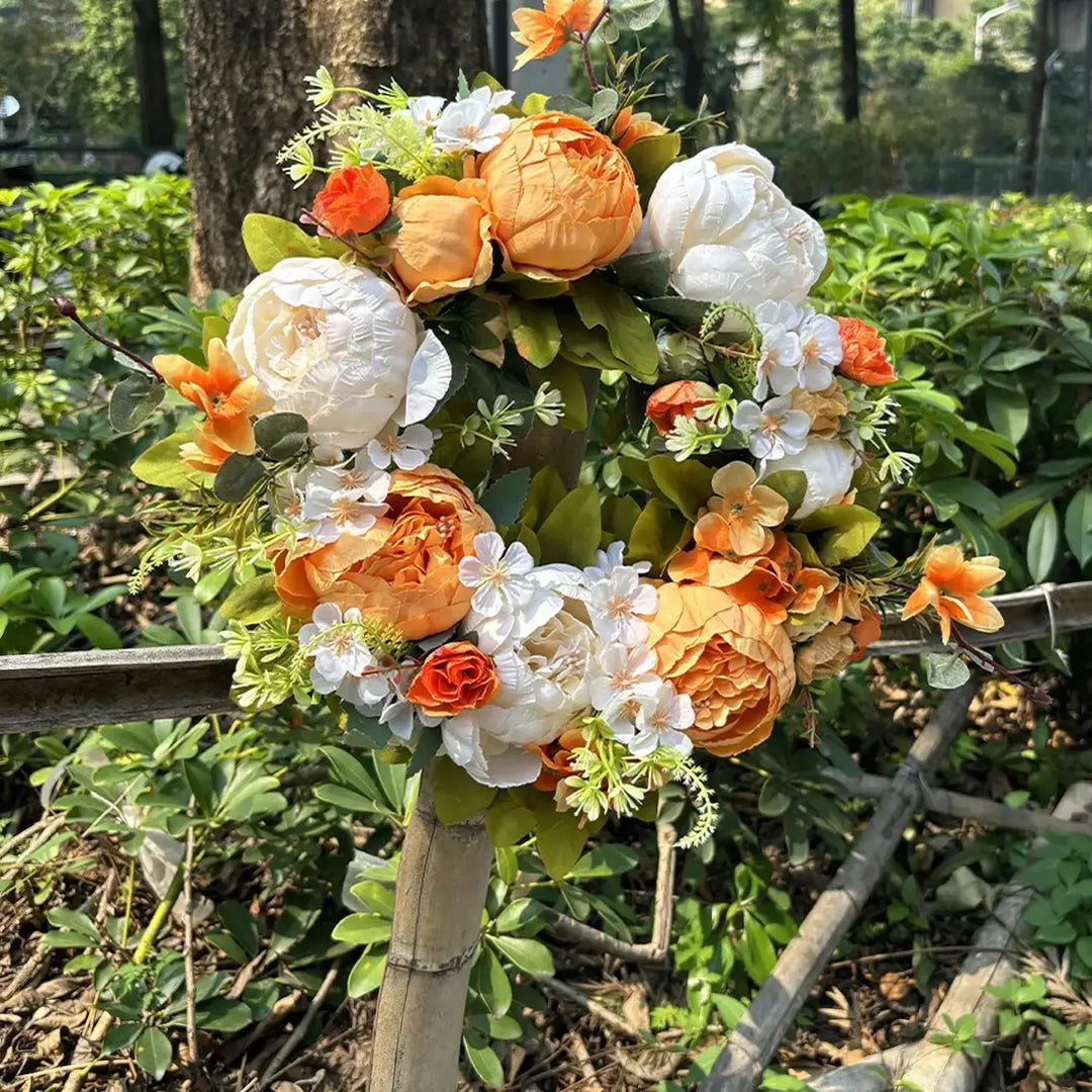 Sztuczny Wianek - AutumnBloom - Na Zewnątrz i Peonie - Przytulna Dekoracja Jesienna