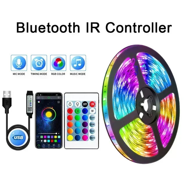 RGB 5050 Taśma LED z Pilotem i Kontrolą Aplikacji - Zasilanie USB
