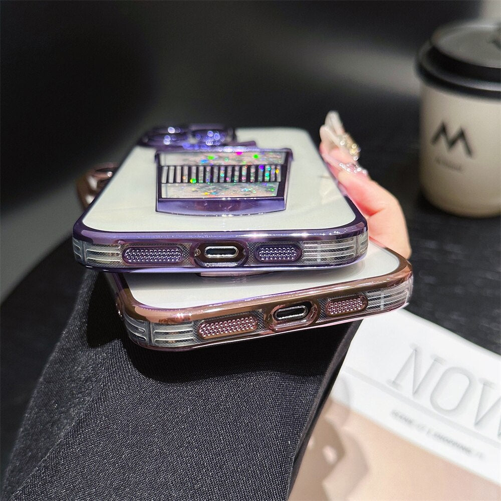 Etui na iPhone z Kubkiem Napojów w Brokacie