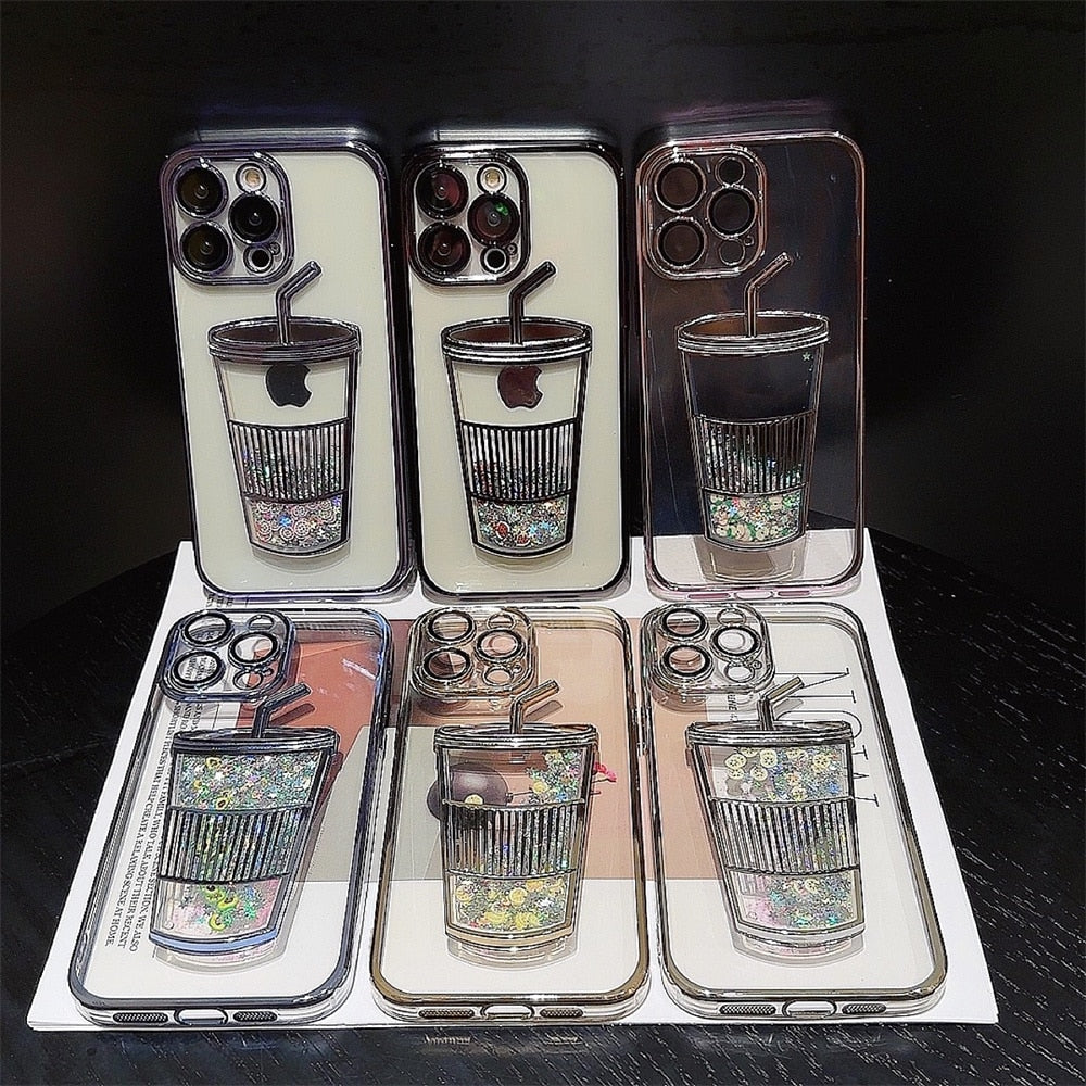 Etui na iPhone Glitter Star Drink Cup