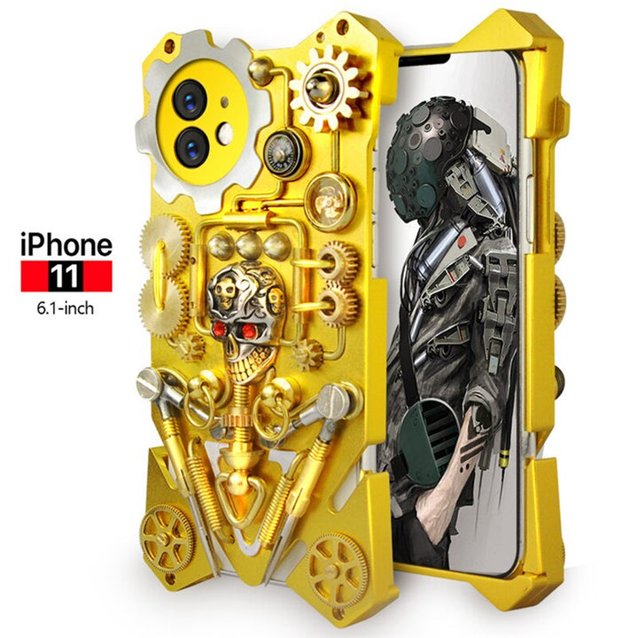Mechaniczna Czaszka w Stylu Cyberpunk - Etui na iPhone