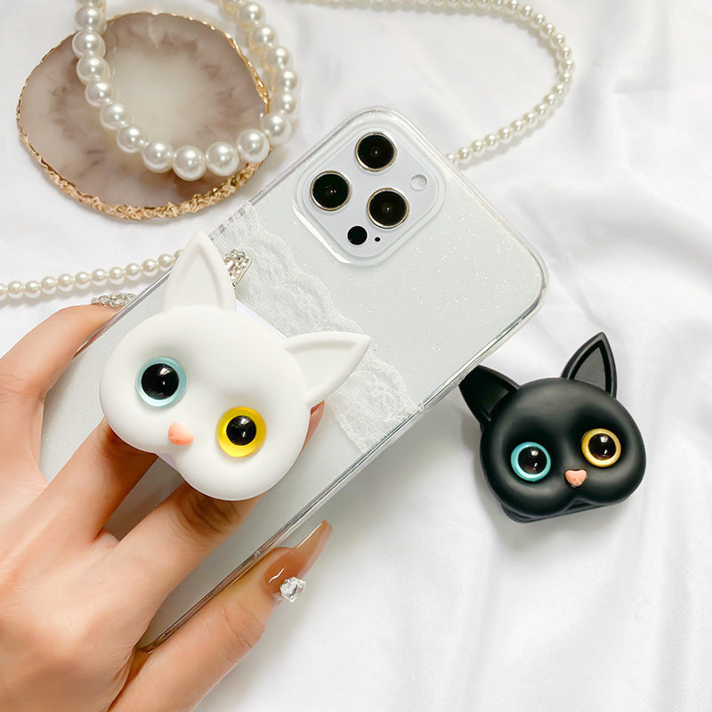 3D uroczy uchwyt na telefon w kształcie kociątka z mini lustrem