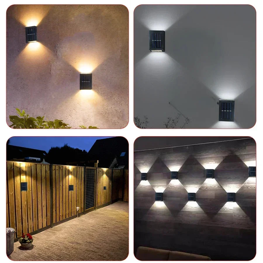 Wodoodporna Lampa Ścienna LED na Solar: Oświetlenie Górne i Dolne na Balkon, Ogród, Ulicę i Krajobraz