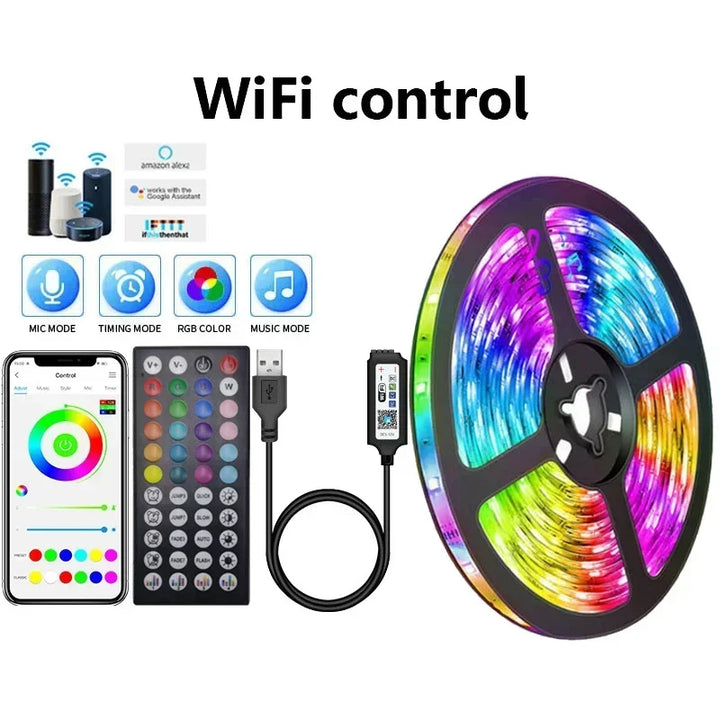 RGB 5050 Taśma LED z Pilotem i Kontrolą Aplikacji - Zasilanie USB