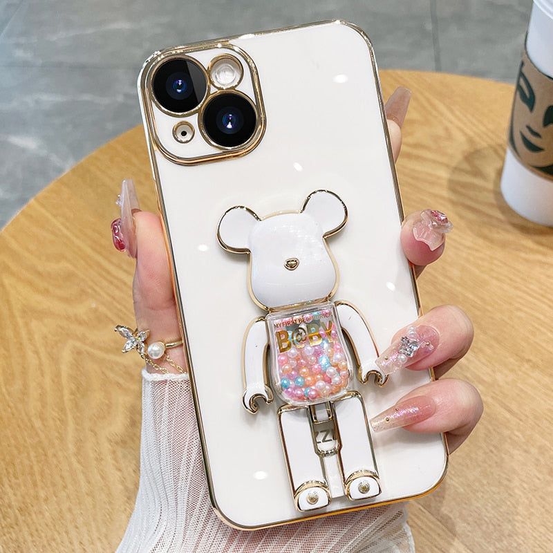 Etui na telefon 3D z lalką dla miłośników niedźwiedzi w kolorach