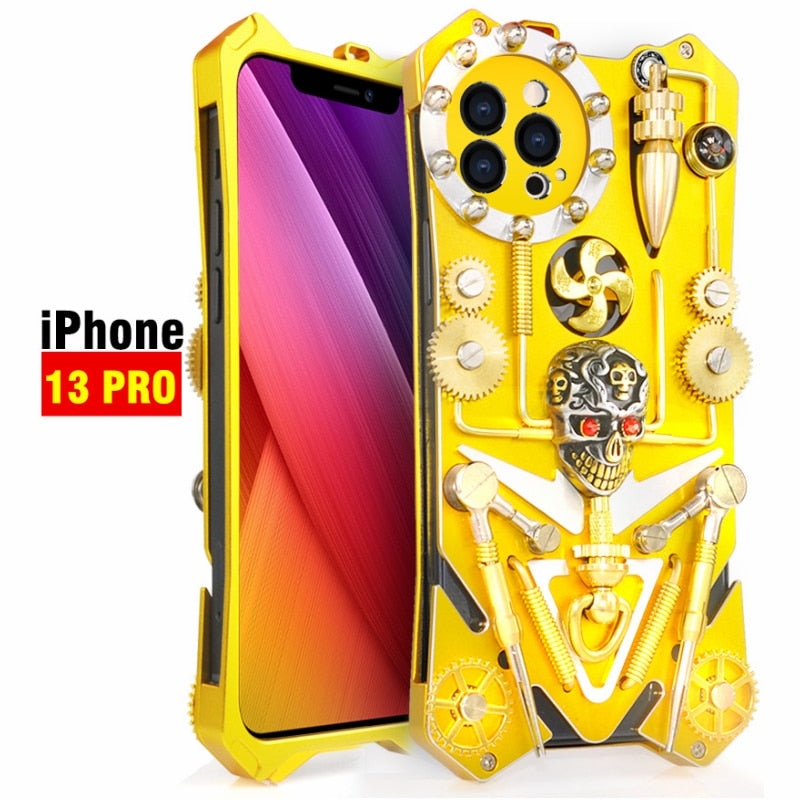 Mechaniczna Czaszka w Stylu Cyberpunk - Etui na iPhone
