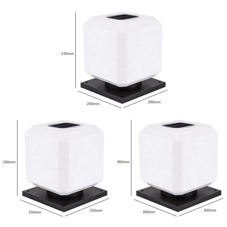 003 Solar Square Outdoor Post Light LED Waterproof Wall Lights, Size: 30cm (Ciepłe Światło)