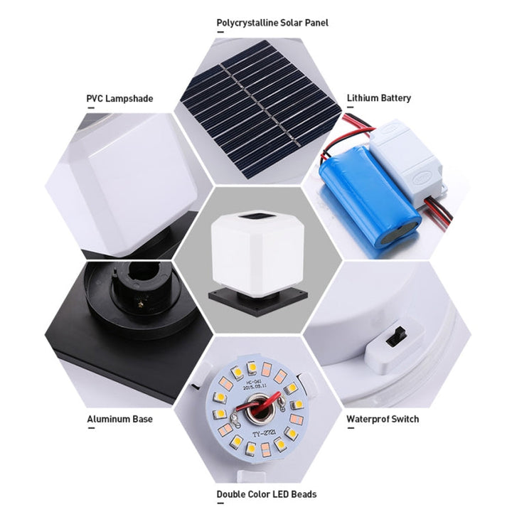 003 Solar Square Outdoor Post Light LED Waterproof Wall Lights, Size: 30cm (Ciepłe Światło)