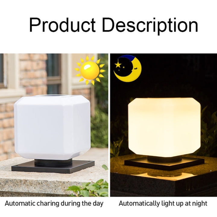 003 Solar Square Outdoor Post Light LED Waterproof Wall Lights, Size: 30cm (Ciepłe Światło)