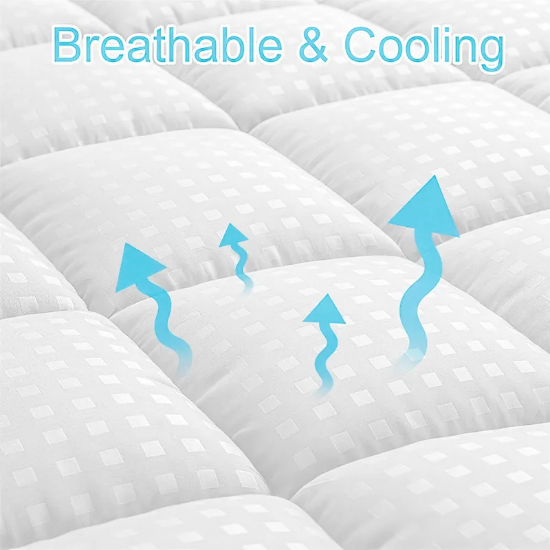 Ultimate Cooling Mattress Pad – Premium Quilted Pillow Top, Luksusowo Puszysty i Ultra-Przewiewny z Bezpieczną Pokrywą na Materac o Głębokości 14-18 Cal – Zwiększony Komfort Snu, 1szt |