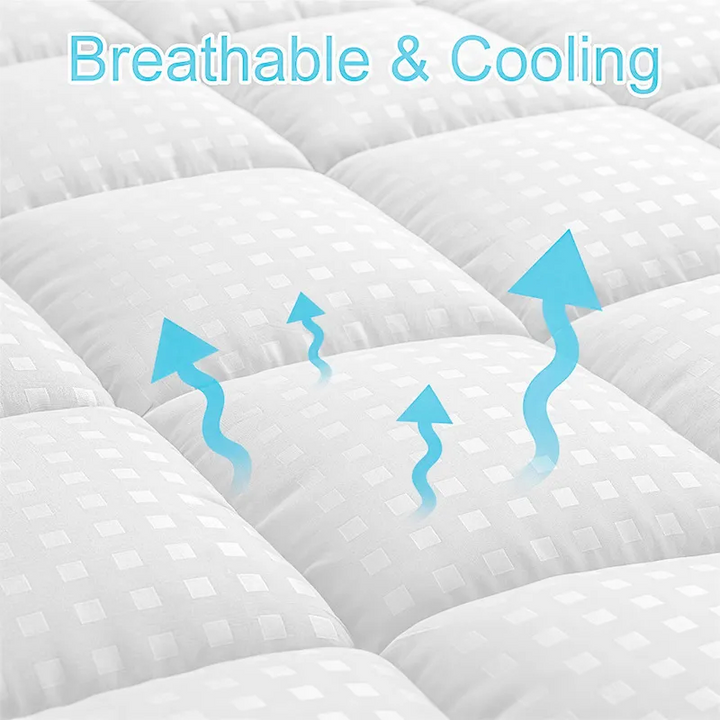 Ultimate Cooling Mattress Pad – Premium Quilted Pillow Top, Luksusowo Puszysty i Ultra-Przewiewny z Bezpieczną Pokrywą na Materac o Głębokości 14-18 Cal – Zwiększony Komfort Snu, 1szt |