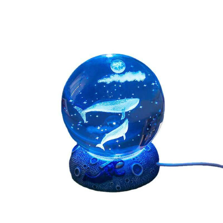 AquaGlobe Kryształowa Kula Nocna Lampa | Podwodny Świat Lampa LED | Nastrojowe Światło i Dekoracja do Domu