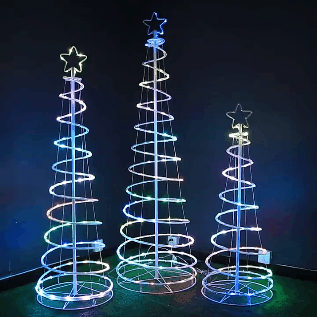 Świecąca spiralna choinka LED z gwiazdą