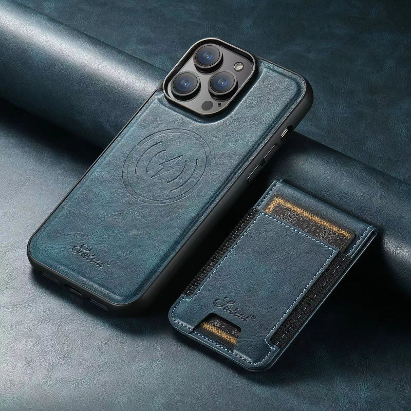 Etui skórzane LuxCase z miejscem na karty i stojakiem – odpowiednie do iPhone&